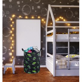 ESSME Kids Hamper,Dinosaur Laundry Hamper Collapsible Canvas Dinosaur Storage Basket for Boys Room Decor, Nursery Hamper,Gift Baskets,Home Organizer(Dinosaur laundry hamper)