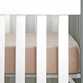 GRSSDER Soft Muslin Crib Sheet 2 Pack, 100% Cotton Crib Sheets for Boys and Girls, Fit Standard Crib Mattresses 52 x 28 Safe and Snug, Natural/Taupe