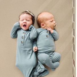 GRSSDER Soft Muslin Crib Sheet 2 Pack, 100% Cotton Crib Sheets for Boys and Girls, Fit Standard Crib Mattresses 52 x 28 Safe and Snug, Natural/Taupe