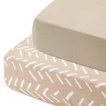 GRSSDER Soft Muslin Crib Sheet 2 Pack, 100% Cotton Crib Sheets for Boys and Girls, Fit Standard Crib Mattresses 52 x 28 Safe and Snug, Taupe/Stripe