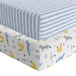 Featherhead 2-Pack Fitted Crib Sheets - 100% Cotton - 52 x 28 x 9 for Standard Crib and Toddler Mattress (Jersey Blue Foxes)