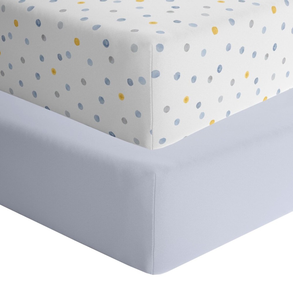 Featherhead 2-Pack Fitted Crib Sheets - 100% Cotton - 52 x 28 x 9 for Standard Crib and Toddler Mattress (Jersey Boys Polka)