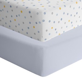 Featherhead 2-Pack Fitted Crib Sheets - 100% Cotton - 52 x 28 x 9 for Standard Crib and Toddler Mattress (Jersey Boys Polka)