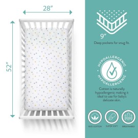 Featherhead 2-Pack Fitted Crib Sheets - 100% Cotton - 52 x 28 x 9 for Standard Crib and Toddler Mattress (Jersey Boys Polka)