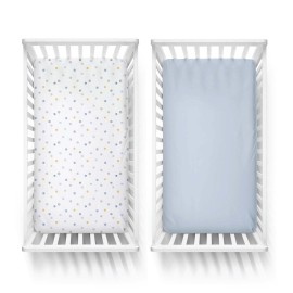 Featherhead 2-Pack Fitted Crib Sheets - 100% Cotton - 52 x 28 x 9 for Standard Crib and Toddler Mattress (Jersey Boys Polka)