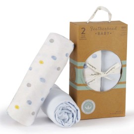 Featherhead 2-Pack Fitted Crib Sheets - 100% Cotton - 52 x 28 x 9 for Standard Crib and Toddler Mattress (Jersey Boys Polka)