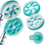 Hotel Spa 3-pc. Brush Head Set for Aquassage Hydrotherapy Hand Shower - Soft Bristle Body Brush, De-tangling Hair Brush, Wall Holder. 100% Hygienic Material to Eliminate Odors, Scum & Biofilm Buildup.