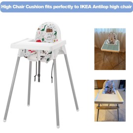 MISSEIAR High Chair Cushion with Cover for IKEA Antilop High Chair, Wooden High Chair Pad Pillow, Built-in Inflatable Cushion