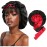 Satin Bonnet Silk Sleep Cap Hair Bonnets for Black Women Stretchy Tie Band for Curly Hair Wrap(Black+Red)