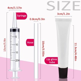 AMORIX 50PCS Lip Gloss Tubes 20ml Black Cap Lip Gloss Containers Empty Lip Balm Tubes Cosmetic Lipgloss Tubes + 2 x 20ml Syringes Tag Labels for DIY Lip Gloss Base Glitter