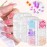 JERCLITY 3 Boxes Light Change 3D Bow Tie Charms for Nails 3D Love Heart Nail Charms Aurora Colorful Resin Heart Nail Design Nail Butterfly Charms for Acrylic Nails