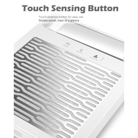 Nail Dust Collector with Lamp, Professional Nail Vacuum Dust Collector Suction Extractor Fan Manicure Machine for Acrylic Nail Gels Dip Removal, White