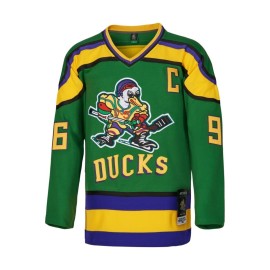 D-5 Youth Mighty Ducks Jersey 96 Conway 99 Banks Jersey,Movie Ice Hockey Jersey for Kids (96-Green,Medium)