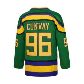D-5 Youth Mighty Ducks Jersey 96 Conway 99 Banks Jersey,Movie Ice Hockey Jersey for Kids (96-Green,Medium)