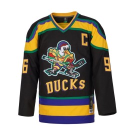 D-5 Youth Mighty Ducks Jersey 96 Conway 99 Banks Jersey,Movie Ice Hockey Jersey for Kids (96-Black,X-Large)