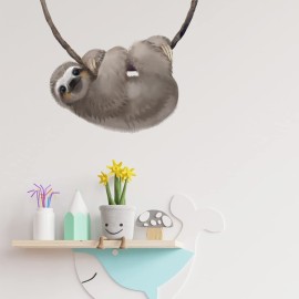 RoyoLam Little Sloth Wall Decal Nursery Animal Wall Sticker Removable Peel and Stick Waterproof Wall Art Decor Stickers for Kids Baby Classroom Living Room Playing Room Bedroom