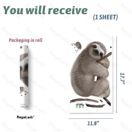 RoyoLam Little Sloth Wall Decal Nursery Animal Wall Sticker Removable Peel and Stick Waterproof Wall Art Decor Stickers for Kids Baby Classroom Living Room Playing Room Bedroom