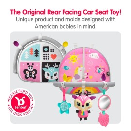 BENBAT Car Seat Toys for Babies - Double Sided Rear Facing Carseat Toy with Baby Mirror for Infants Girls and Boys 0-18 Months, Pink