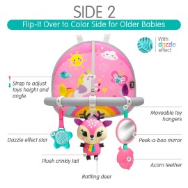 BENBAT Car Seat Toys for Babies - Double Sided Rear Facing Carseat Toy with Baby Mirror for Infants Girls and Boys 0-18 Months, Pink
