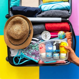 kemozaka Cute Silicone Travel Size Bottles Set for Toiletries, BPA Free, Leak Proof Squeezable Travel Containers With Built-in Labels, TSA Approved Refillable Travel Essentials Accessories (4pcs)