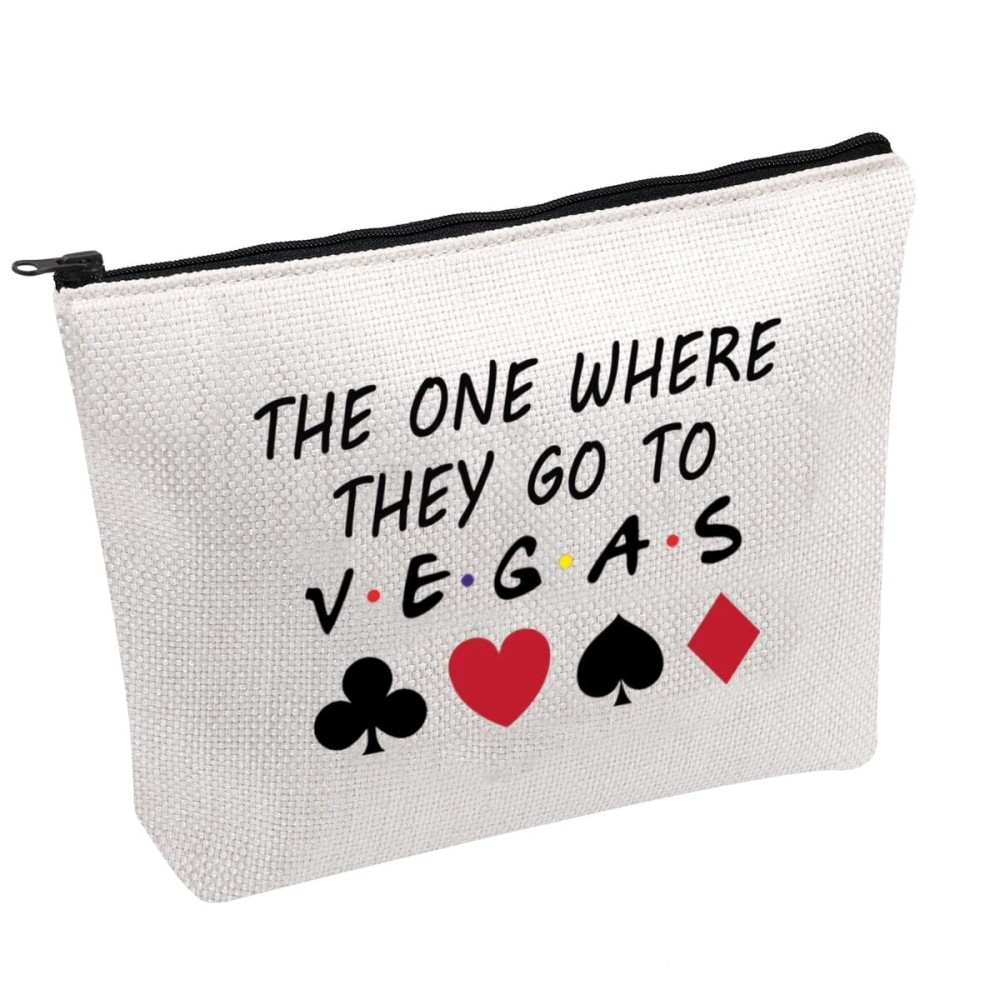 PWHAOO Vegas Trip Makeup Bag The One Where They Go To Vegas Cosmetic Bag Family Vacation Makeup Bag (GO TO V.E.G.A.S B)