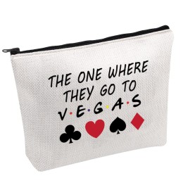 PWHAOO Vegas Trip Makeup Bag The One Where They Go To Vegas Cosmetic Bag Family Vacation Makeup Bag (GO TO V.E.G.A.S B)