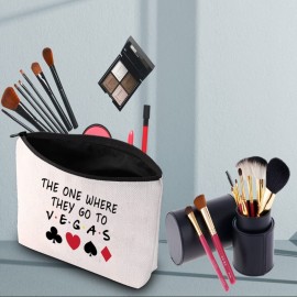 PWHAOO Vegas Trip Makeup Bag The One Where They Go To Vegas Cosmetic Bag Family Vacation Makeup Bag (GO TO V.E.G.A.S B)