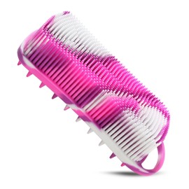 YEALIFE Silicone Body Scrubber, 2 in 1 Body Brush & Hair Scalp Brush for Shower and Bath, Easy Clean, Lathers Well, Stimulating Blood Circulation More Hygienic Than Loofah,Women Men.Purple,Green