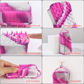 YEALIFE Silicone Body Scrubber, 2 in 1 Body Brush & Hair Scalp Brush for Shower and Bath, Easy Clean, Lathers Well, Stimulating Blood Circulation More Hygienic Than Loofah,Women Men.Purple,Green