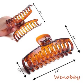 Wenobby 5.2 Extra Large Crystal Hair Claw Clips for Women Girls with Extra Long Thick Hair, pack of 2