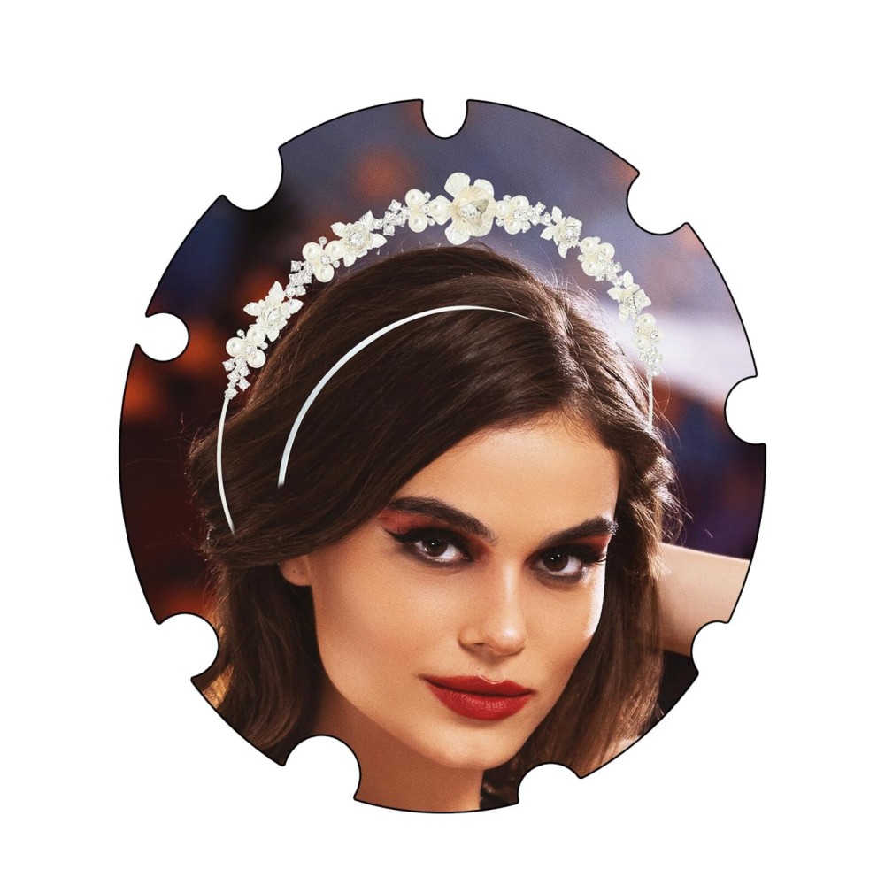 Urieo Flower Rhinestone Crown Headband Halo Crown Headpiece Silver Crystal Goddess Bridal Halloween Celestial Tiara Hair Accessory for Women