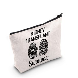 G2TUP Kidney Recipient Gift Kidney Transplant Survivor Makeup Bag Kidney Transplant Recipient Cosmetic Bag Organ Recipient Survivor Gift (Kidney Transplant Survivor White Bag)