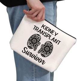 G2TUP Kidney Recipient Gift Kidney Transplant Survivor Makeup Bag Kidney Transplant Recipient Cosmetic Bag Organ Recipient Survivor Gift (Kidney Transplant Survivor White Bag)