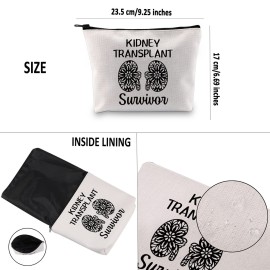 G2TUP Kidney Recipient Gift Kidney Transplant Survivor Makeup Bag Kidney Transplant Recipient Cosmetic Bag Organ Recipient Survivor Gift (Kidney Transplant Survivor White Bag)