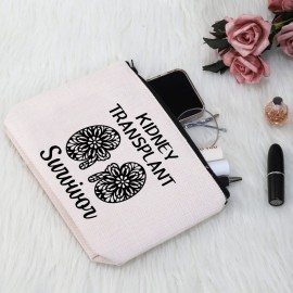G2TUP Kidney Recipient Gift Kidney Transplant Survivor Makeup Bag Kidney Transplant Recipient Cosmetic Bag Organ Recipient Survivor Gift (Kidney Transplant Survivor White Bag)