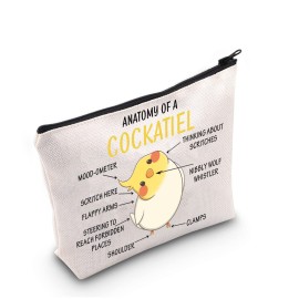 G2TUP Cockatiel Lover Gift Anatomy Of A Cockatiel Makeup Bag Cockatiel Owner Cosmetic Bag Parrot Lover Gift Bird Gift Zipper Travel Bag (Anatomy Of A Cockatiel White Bag)