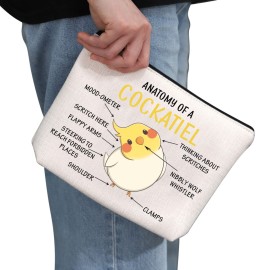 G2TUP Cockatiel Lover Gift Anatomy Of A Cockatiel Makeup Bag Cockatiel Owner Cosmetic Bag Parrot Lover Gift Bird Gift Zipper Travel Bag (Anatomy Of A Cockatiel White Bag)