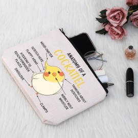 G2TUP Cockatiel Lover Gift Anatomy Of A Cockatiel Makeup Bag Cockatiel Owner Cosmetic Bag Parrot Lover Gift Bird Gift Zipper Travel Bag (Anatomy Of A Cockatiel White Bag)