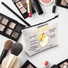 G2TUP Cockatiel Lover Gift Anatomy Of A Cockatiel Makeup Bag Cockatiel Owner Cosmetic Bag Parrot Lover Gift Bird Gift Zipper Travel Bag (Anatomy Of A Cockatiel White Bag)