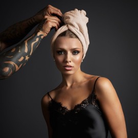 Fromm Softees Plush Microfiber Towels for Hair Salon, Barber, Spa, Ultra Soft Hair Wrap for Drying Hair, Hands, Face, Oatmeal, 20 x 34 Inches, 6 Pack