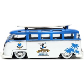 Jada Toys Disney Mickey and Friends 1:24 Volkswagen T1 Bus Die-cast Car w/ 2.75 Mickey Mouse Figure, Toys for Kids and Adults
