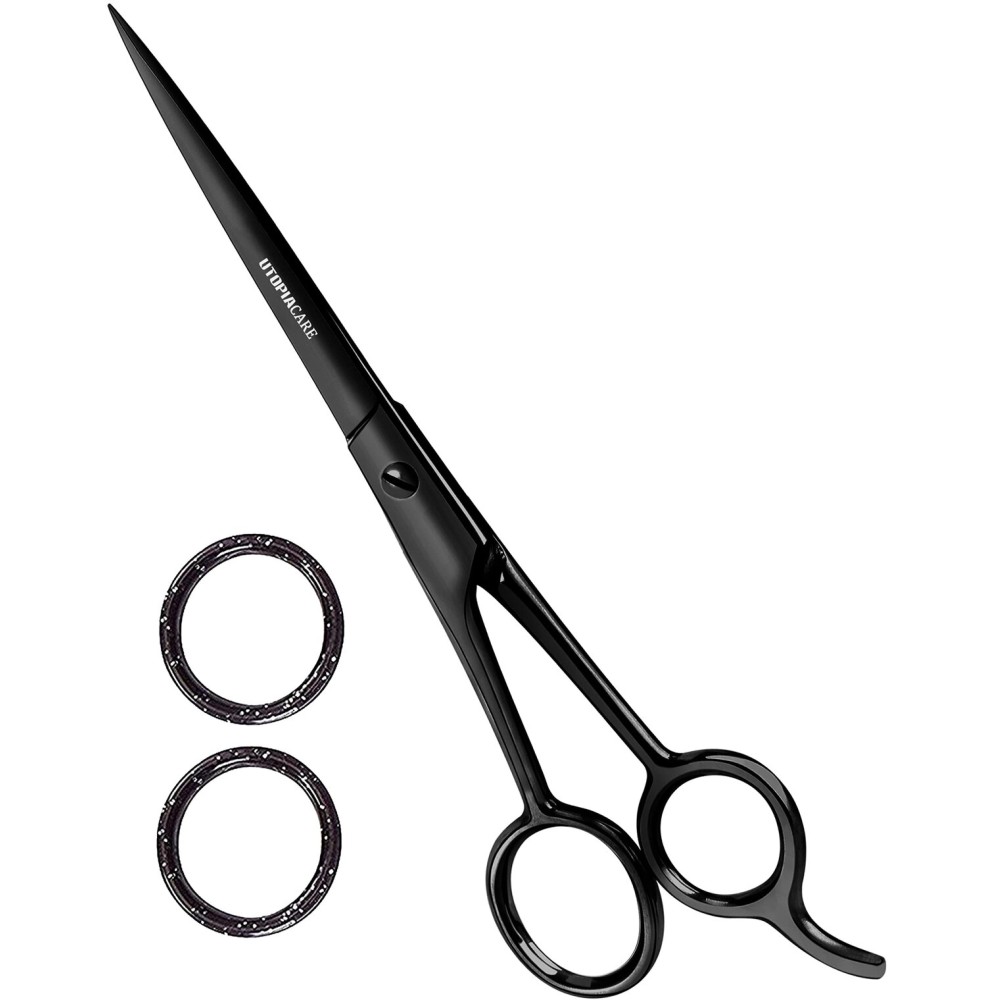 Utopia Care Hair Cutting and Hairdressing Scissors 7.5 Inch, Premium Stainless Steel Shears with Smooth Razor and Sharp Edge Blades for Salons, Professional Barbers, Black Utopia Care Hair Cutting and Hairdressing Scissors 7.5 Inch, Premium Stainless Steel Shears with Smooth Razor and Sharp Edge Blades for Salons, Professional Barbers, Black