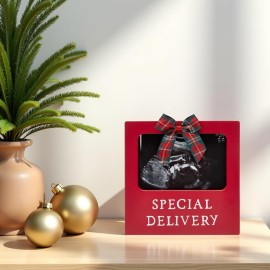 Little Holly Special Delivery Ribbon Frame, Baby Ultrasound Photo Frame, Baby Sonogram Keepsake, New and Expecting Parents Christmas Gift, Baby Christmas Picture Frame 13065