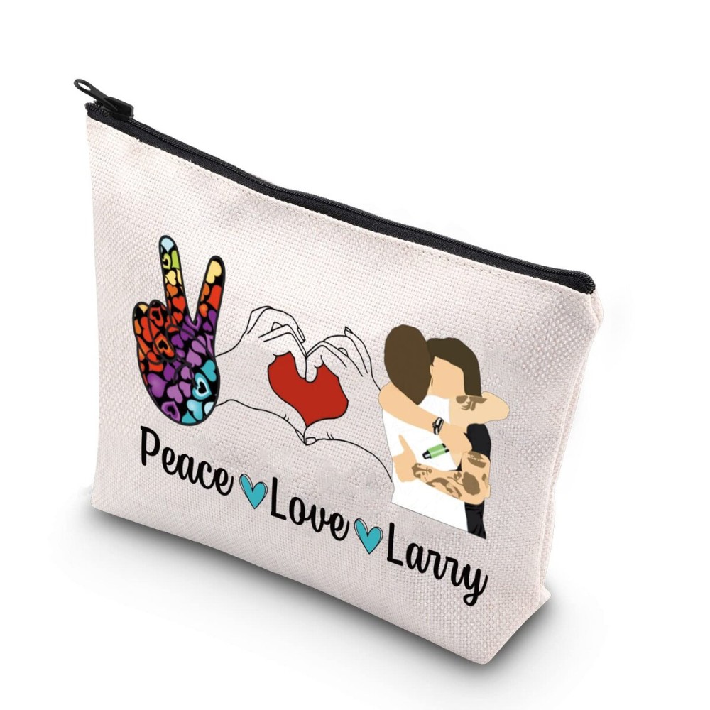 TSOTMO Music Enthusiast Gift Peace Love Larry Quote Gift For Women Zipper Pouch Makeup Bag (Peace Love Larry)