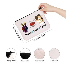 TSOTMO Music Enthusiast Gift Peace Love Larry Quote Gift For Women Zipper Pouch Makeup Bag (Peace Love Larry)