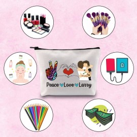 TSOTMO Music Enthusiast Gift Peace Love Larry Quote Gift For Women Zipper Pouch Makeup Bag (Peace Love Larry)