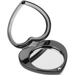 EYIDADAE Mini Vintage Heart Elegant Metall Makeup Mirror, Portable 1X/2X Magnifier (Black)