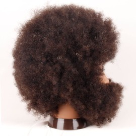Newshair Male Mannequin Head for Braiding 4C Type 100% Human Hair 8 Afro Curly Hair Hairdresser Training Head African Cosmetology Doll Head for Styling Cornrow Braiding with Clamp Stand
