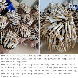 Newshair Male Mannequin Head for Braiding 4C Type 100% Human Hair 8 Afro Curly Hair Hairdresser Training Head African Cosmetology Doll Head for Styling Cornrow Braiding with Clamp Stand