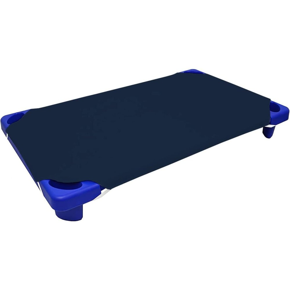 Comfy Panda Daycare/Pre-School Cot Sheet for Toddler and Preschool - - with Corner Elastic Loops - Bed Fitted - Poly Cotton Surface Set of 6 (22\'\' W X 52\'\' L) - Navy Blue Solid